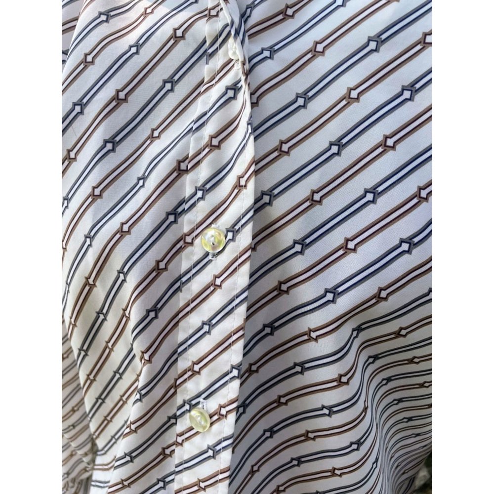 Vintage 1970s Button womens Blouse Abstract Arrow Print MOD - Picture 13 of 16